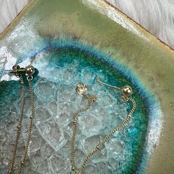 Unbranded Gold-Tone .925 Silver Ball Chain Dangle Earrings - Picture 3 of 3